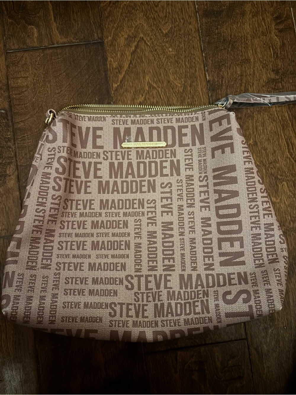 Steve Madden Beige/Brown Logo Toiletry Bag